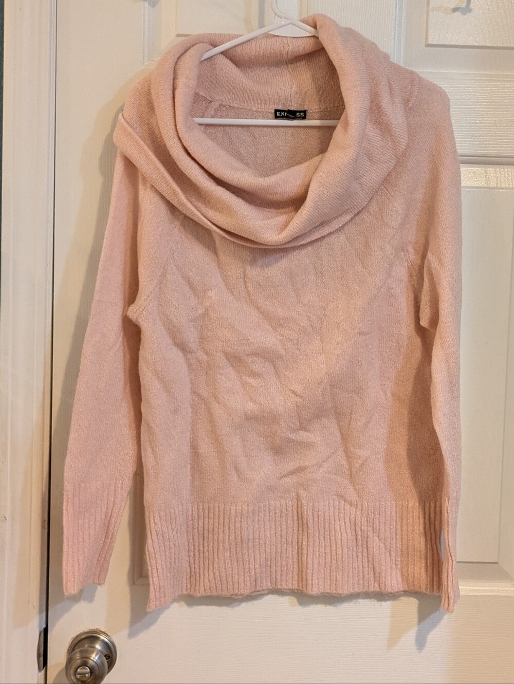 Cowl Neck Pink Women's Sweater